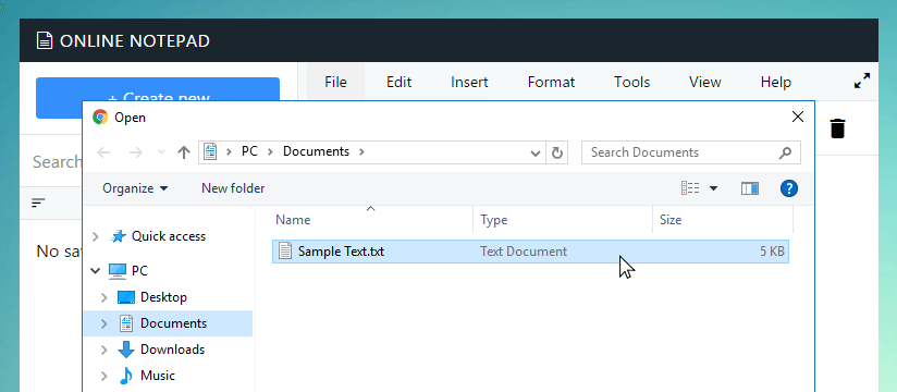 Open file dialog in Infoya